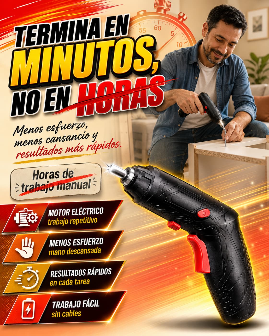 Kit Desatornillador Eléctrico Inalámbrico Recargable